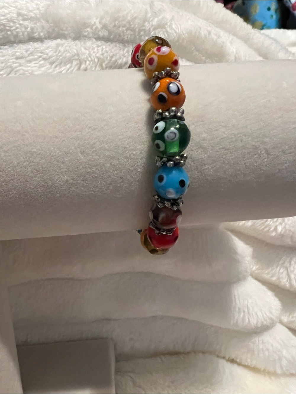 Colorful Glass Bead Stretch Bracelet - Multicolor